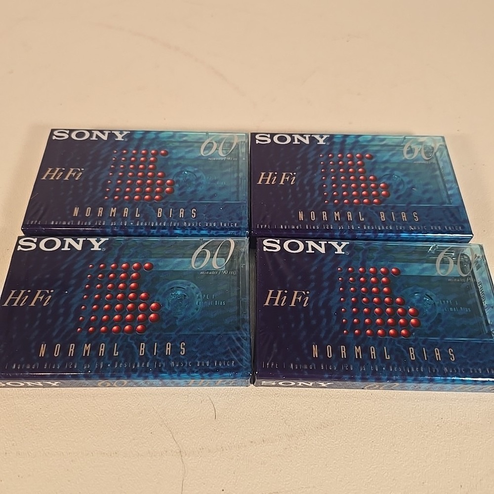 Sony HiFi 60 Minute Blank Audio Cassette Tapes Lot of 4 Brand New Sealed